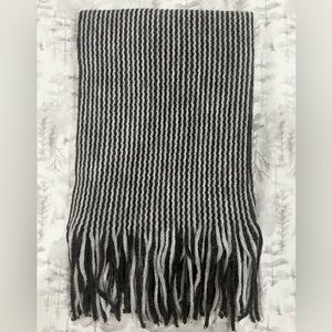 Dark Gray & light Gray Striped Alpaca Knit Scarf - Made in Peru